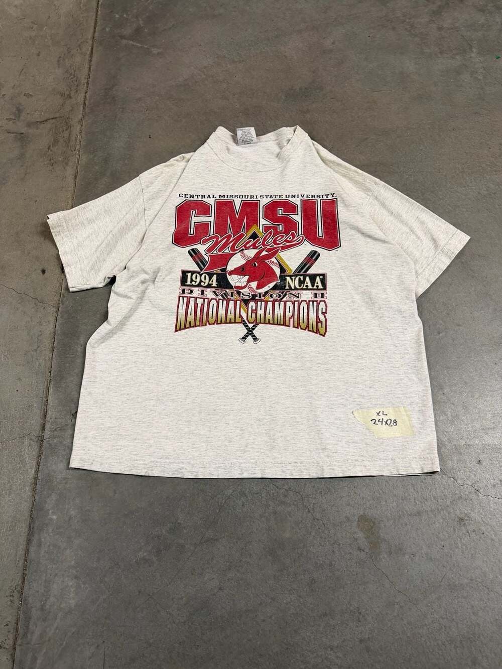 Vintage 1994 Central Missouri State University CMSU Mules T-Shirt XL